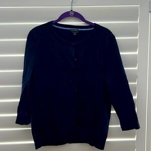 Talbots Sz. XL navy 3/4 sleeved cardigan. Excellent condition.